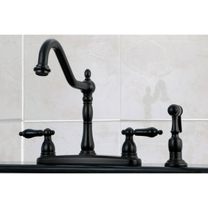 Duchess KB1755PKLBS Two-Handle 4-Hole Deck Mount 8" Centerset Kitchen Faucet with Side Sprayer, Oil Rubbed Bronze