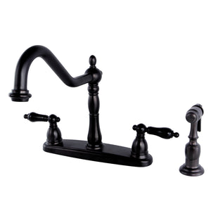 Duchess KB1755PKLBS Two-Handle 4-Hole Deck Mount 8" Centerset Kitchen Faucet with Side Sprayer, Oil Rubbed Bronze