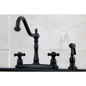 Duchess KB1755PKXBS Two-Handle 4-Hole Deck Mount 8" Centerset Kitchen Faucet with Side Sprayer, Oil Rubbed Bronze