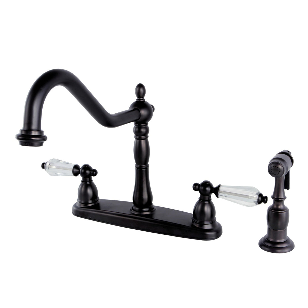 Wilshire KB1755WLLBS Two-Handle 4-Hole Deck Mount 8" Centerset Kitchen Faucet with Side Sprayer, Oil Rubbed Bronze