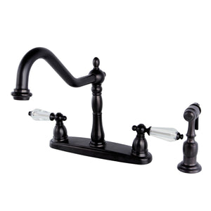 Wilshire KB1755WLLBS Two-Handle 4-Hole Deck Mount 8" Centerset Kitchen Faucet with Side Sprayer, Oil Rubbed Bronze