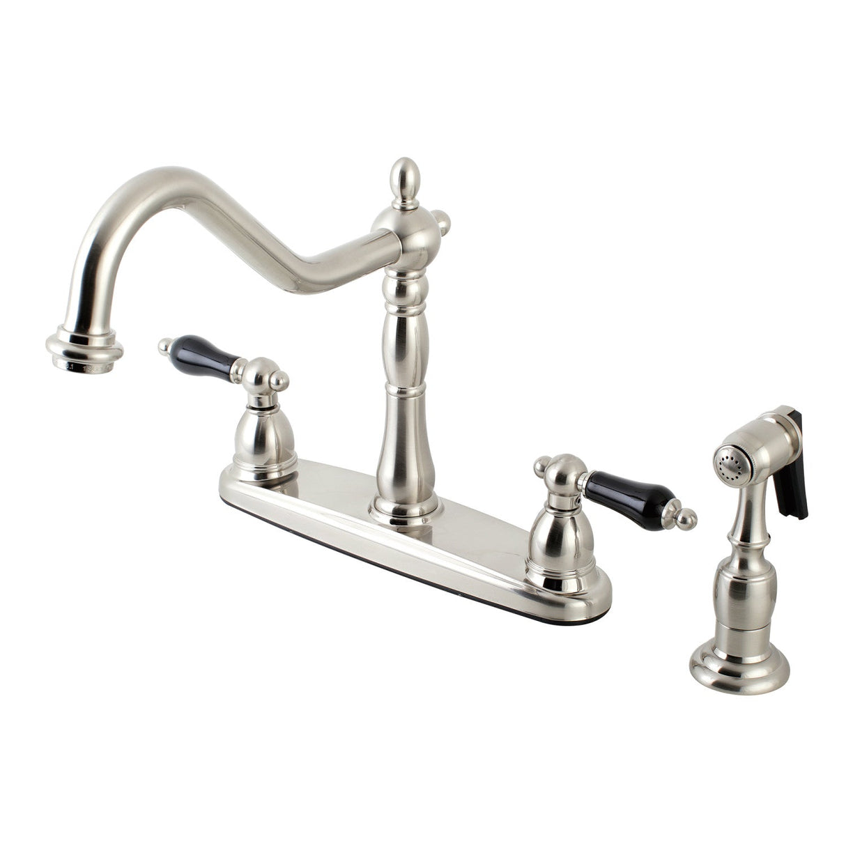 Duchess KB1758PKLBS Two-Handle 4-Hole Deck Mount 8" Centerset Kitchen Faucet with Side Sprayer, Brushed Nickel