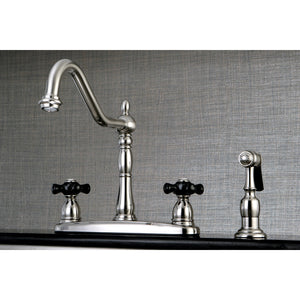 Duchess KB1758PKXBS Two-Handle 4-Hole Deck Mount 8" Centerset Kitchen Faucet with Side Sprayer, Brushed Nickel
