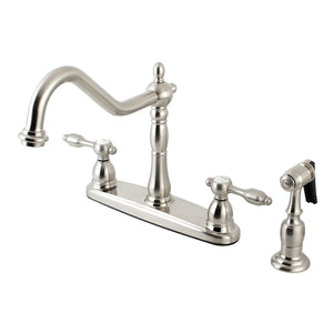Tudor KB1758TALBS Two-Handle 4-Hole Deck Mount 8" Centerset Kitchen Faucet with Side Sprayer, Brushed Nickel