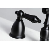 Heritage KB1790ALBS Two-Handle 4-Hole Deck Mount Widespread Kitchen Faucet with Brass Sprayer, Matte Black