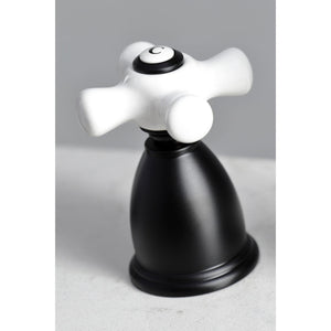 Heritage KB1790PXBS Two-Handle 4-Hole Deck Mount Widespread Kitchen Faucet with Brass Sprayer, Matte Black