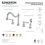 Tudor KB1790TALBS Two-Handle 4-Hole Deck Mount Widespread Kitchen Faucet with Brass Sprayer, Matte Black