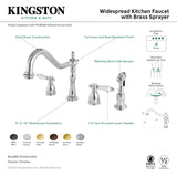 Bel-Air KB1791BPLBS Two-Handle 4-Hole Deck Mount Widespread Kitchen Faucet with Brass Sprayer, Polished Chrome