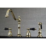 Duchess KB1792PKLBS Two-Handle 4-Hole Deck Mount Widespread Kitchen Faucet with Brass Sprayer, Polished Brass