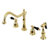 Duchess KB1792PKLBS Two-Handle 4-Hole Deck Mount Widespread Kitchen Faucet with Brass Sprayer, Polished Brass