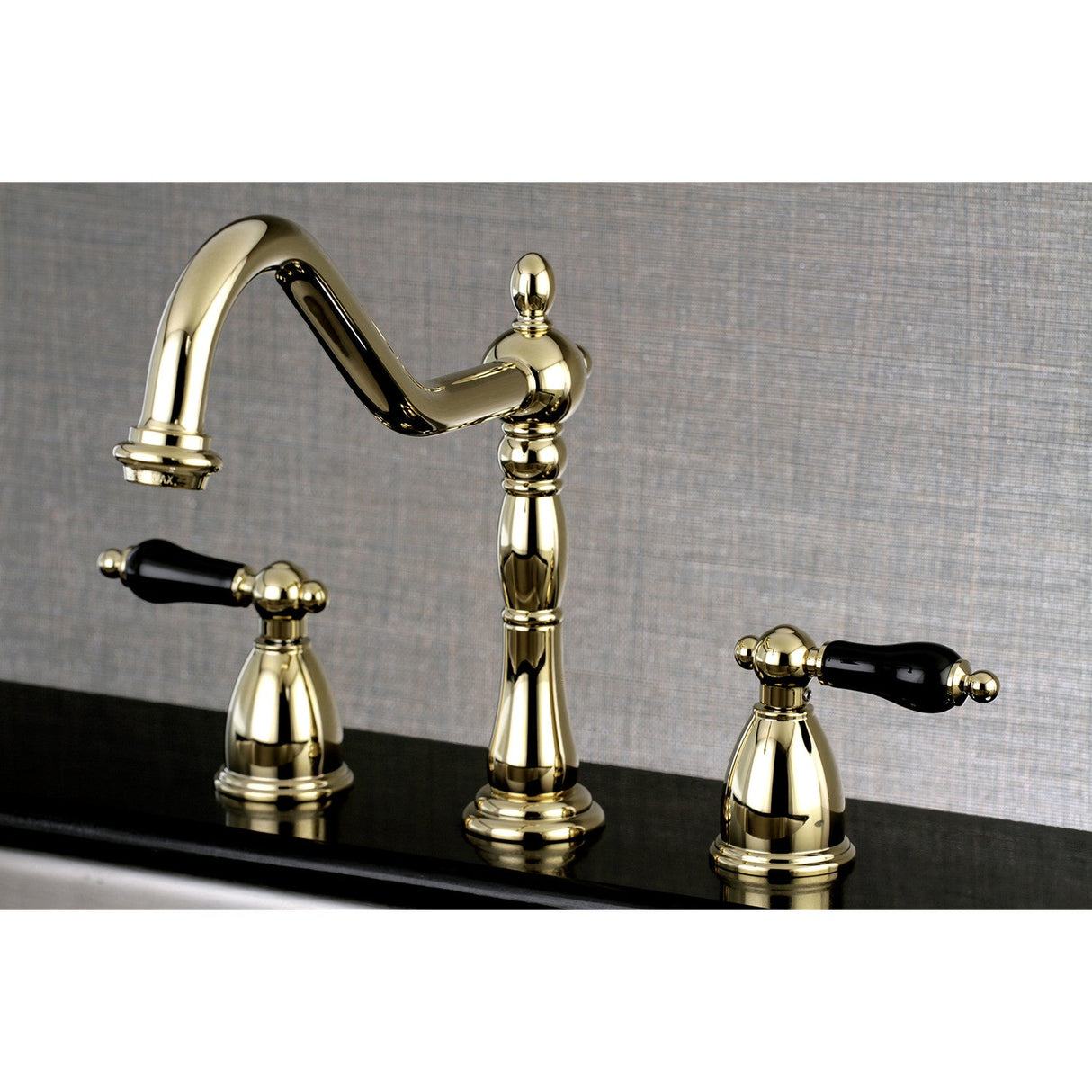 Duchess KB1792PKLLS Two-Handle 3-Hole Deck Mount Widespread Kitchen Faucet, Polished Brass