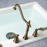 Heritage KB1793ALLS Two-Handle 3-Hole Deck Mount Widespread Kitchen Faucet, Antique Brass