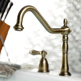 Heritage KB1793ALLS Two-Handle 3-Hole Deck Mount Widespread Kitchen Faucet, Antique Brass