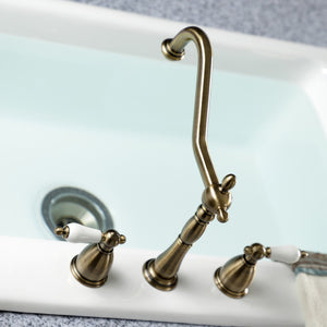 Heritage KB1793PLLS Two-Handle 3-Hole Deck Mount Widespread Kitchen Faucet, Antique Brass