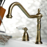 Heritage KB1793PLLS Two-Handle 3-Hole Deck Mount Widespread Kitchen Faucet, Antique Brass