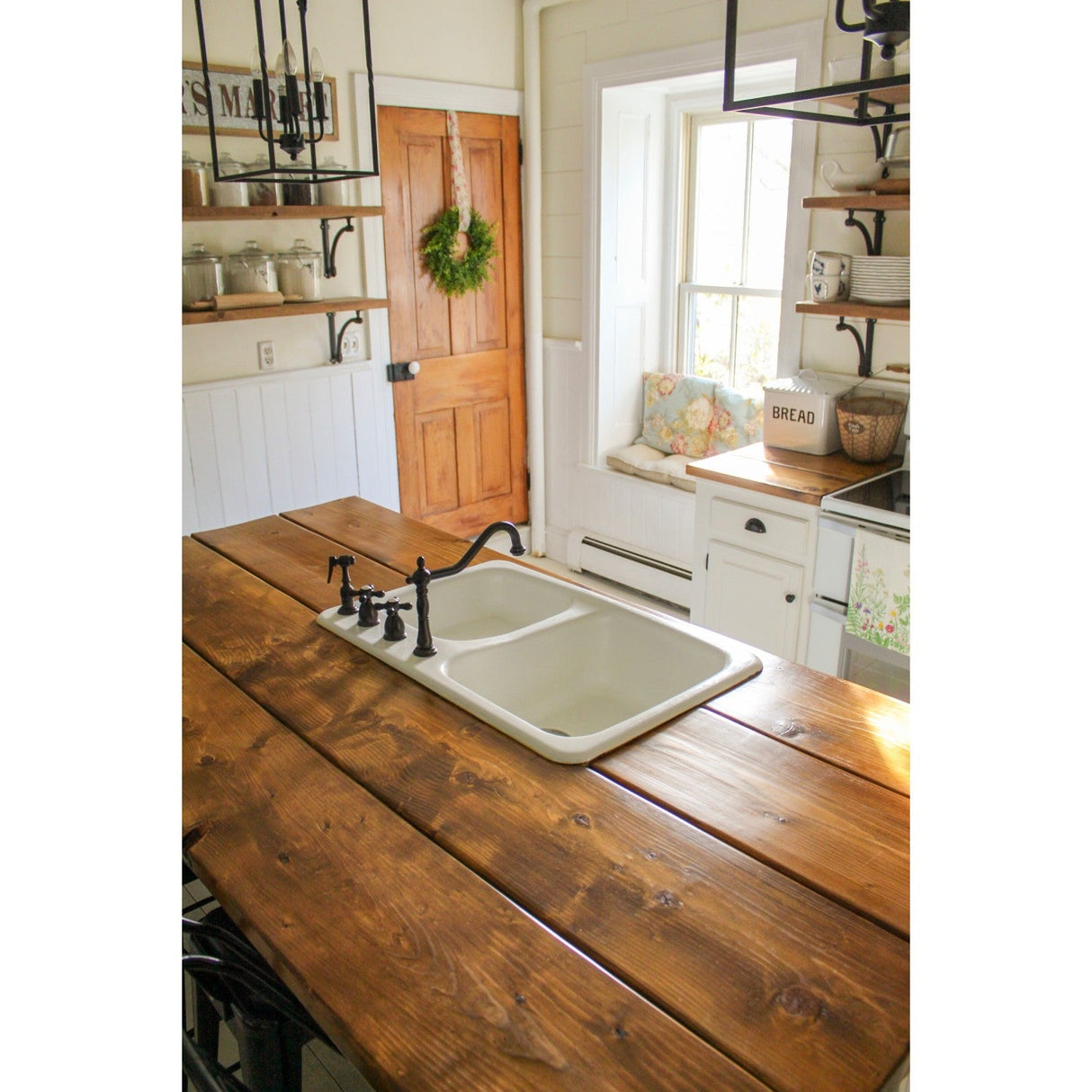 Heritage KB1795AXBS Two-Handle 4-Hole Deck Mount Widespread Kitchen Faucet with Brass Sprayer, Oil Rubbed Bronze