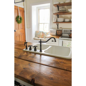 Heritage KB1795AXBS Two-Handle 4-Hole Deck Mount Widespread Kitchen Faucet with Brass Sprayer, Oil Rubbed Bronze