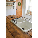 Heritage KB1795AXBS Two-Handle 4-Hole Deck Mount Widespread Kitchen Faucet with Brass Sprayer, Oil Rubbed Bronze