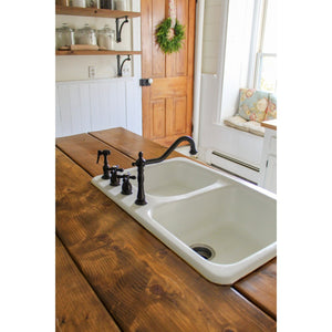 Heritage KB1795AXBS Two-Handle 4-Hole Deck Mount Widespread Kitchen Faucet with Brass Sprayer, Oil Rubbed Bronze