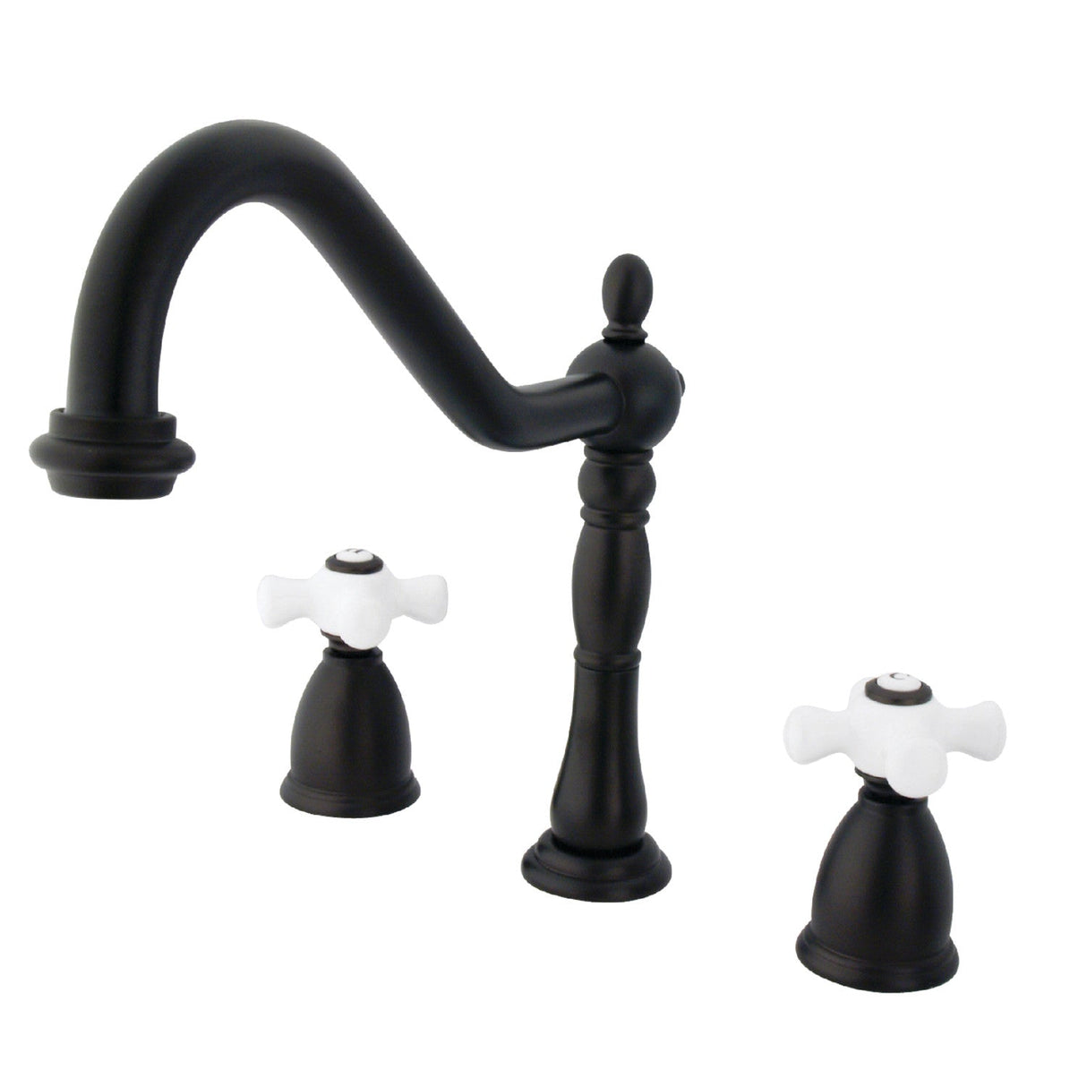 Heritage KB1795PXLS Two-Handle 3-Hole Deck Mount Widespread Kitchen Faucet, Oil Rubbed Bronze