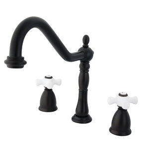 Heritage KB1795PXLS Two-Handle 3-Hole Deck Mount Widespread Kitchen Faucet, Oil Rubbed Bronze