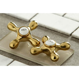 Heritage KB1797AXBS Two-Handle 4-Hole Deck Mount Widespread Kitchen Faucet with Brass Sprayer, Brushed Brass
