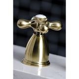 Heritage KB1797AXBS Two-Handle 4-Hole Deck Mount Widespread Kitchen Faucet with Brass Sprayer, Brushed Brass