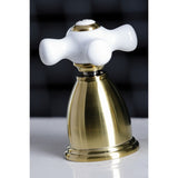 Heritage KB1797PXBS Two-Handle 4-Hole Deck Mount Widespread Kitchen Faucet with Brass Sprayer, Brushed Brass