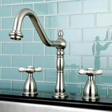 Essex KB1798BEXLS Two-Handle 3-Hole Deck Mount Widespread Kitchen Faucet, Brushed Nickel