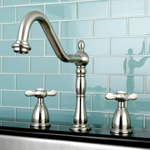 Essex KB1798BEXLS Two-Handle 3-Hole Deck Mount Widespread Kitchen Faucet, Brushed Nickel