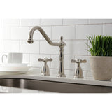 Essex KB1798BEXLS Two-Handle 3-Hole Deck Mount Widespread Kitchen Faucet, Brushed Nickel