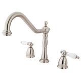 Heritage KB1798PLLS Two-Handle 3-Hole Deck Mount Widespread Kitchen Faucet, Brushed Nickel