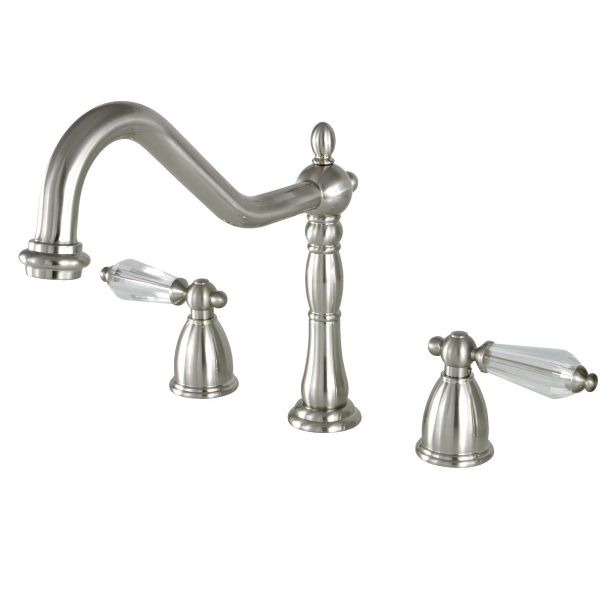Wilshire KB1798WLLLS Two-Handle 3-Hole Deck Mount Widespread Kitchen Faucet, Brushed Nickel