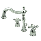 Heritage KB1971AX Two-Handle 3-Hole Deck Mount Widespread Bathroom Faucet with Plastic Pop-Up, Polished Chrome