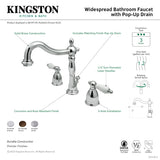 Heritage KB1971PL Two-Handle 3-Hole Deck Mount Widespread Bathroom Faucet with Plastic Pop-Up, Polished Chrome