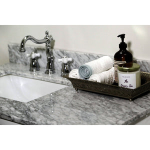 Heritage KB1971PX Two-Handle 3-Hole Deck Mount Widespread Bathroom Faucet with Plastic Pop-Up, Polished Chrome