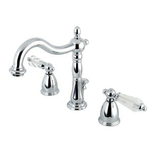 Wilshire KB1971WLL Two-Handle 3-Hole Deck Mount Widespread Bathroom Faucet with Plastic Pop-Up, Polished Chrome