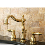 Heritage KB1972AL Two-Handle 3-Hole Deck Mount Widespread Bathroom Faucet with Brass Pop-Up, Polished Brass