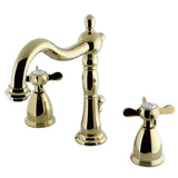 Essex KB1972BEX Two-Handle 3-Hole Deck Mount Widespread Bathroom Faucet with Brass Pop-Up, Polished Brass