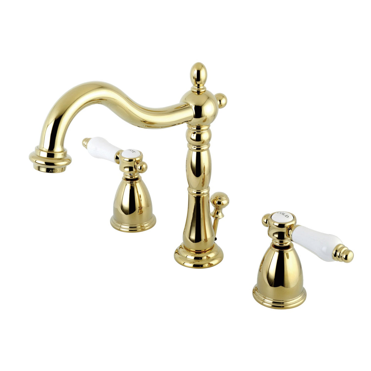 Bel-Air KB1972BPL Two-Handle 3-Hole Deck Mount Widespread Bathroom Faucet with Brass Pop-Up, Polished Brass