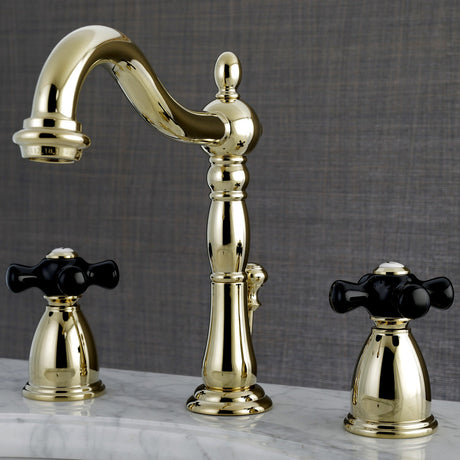 Duchess KB1972PKX Two-Handle 3-Hole Deck Mount Widespread Bathroom Faucet with Brass Pop-Up, Polished Brass