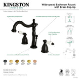 Heritage KB1972PL Two-Handle 3-Hole Deck Mount Widespread Bathroom Faucet with Brass Pop-Up, Polished Brass