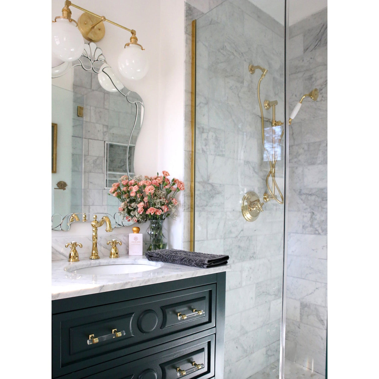 French Country KB1972TX Two-Handle 3-Hole Deck Mount Widespread Bathroom Faucet with Brass Pop-Up, Polished Brass