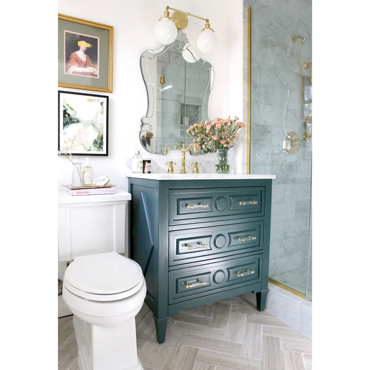 French Country KB1972TX Two-Handle 3-Hole Deck Mount Widespread Bathroom Faucet with Brass Pop-Up, Polished Brass