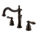 Heritage KB1975AL Two-Handle 3-Hole Deck Mount Widespread Bathroom Faucet with Plastic Pop-Up, Oil Rubbed Bronze