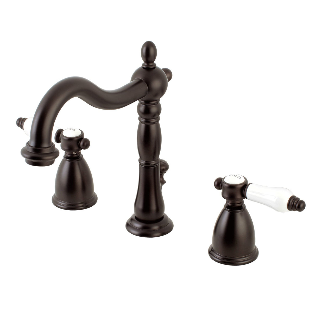 Bel-Air KB1975BPL Two-Handle 3-Hole Deck Mount Widespread Bathroom Faucet with Plastic Pop-Up, Oil Rubbed Bronze