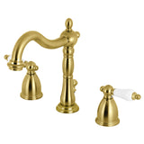 Heritage KB1977PL Two-Handle 3-Hole Deck Mount Widespread Bathroom Faucet with Brass Pop-Up, Brushed Brass