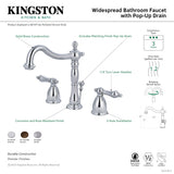 Heritage KB1978AL Two-Handle 3-Hole Deck Mount Widespread Bathroom Faucet with Plastic Pop-Up, Brushed Nickel