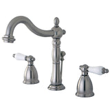Heritage KB1978PL Two-Handle 3-Hole Deck Mount Widespread Bathroom Faucet with Plastic Pop-Up, Brushed Nickel