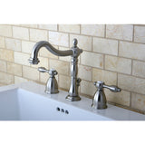 Tudor KB1978TAL Two-Handle 3-Hole Deck Mount Widespread Bathroom Faucet with Plastic Pop-Up, Brushed Nickel